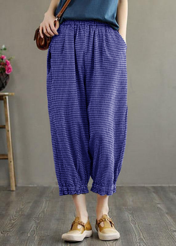 Bohemian Blue Pockets Summer Linen Pants