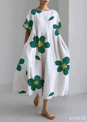 Flower print9 Cotton Dresses Pockets Patchwork Spring