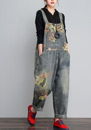 Loose Retro Printing Thin Jumpsuit Summer