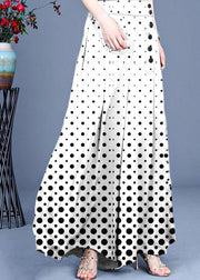 Diy Red polka dots Button Wide Leg Pants Summer