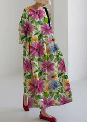 Apricot-sunflower Cotton Dresses Pockets Patchwork Spring