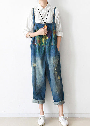 2021 Herbst übergroße Denim-Overalls lässige blaue Jeans-Denim-Outfits süß