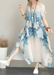 2024 Nude Prints Chiffon Maxi Dress Plus Size Asymmetric Chiffon Clothing Dresses New Short Sleeve Maxi Dresses