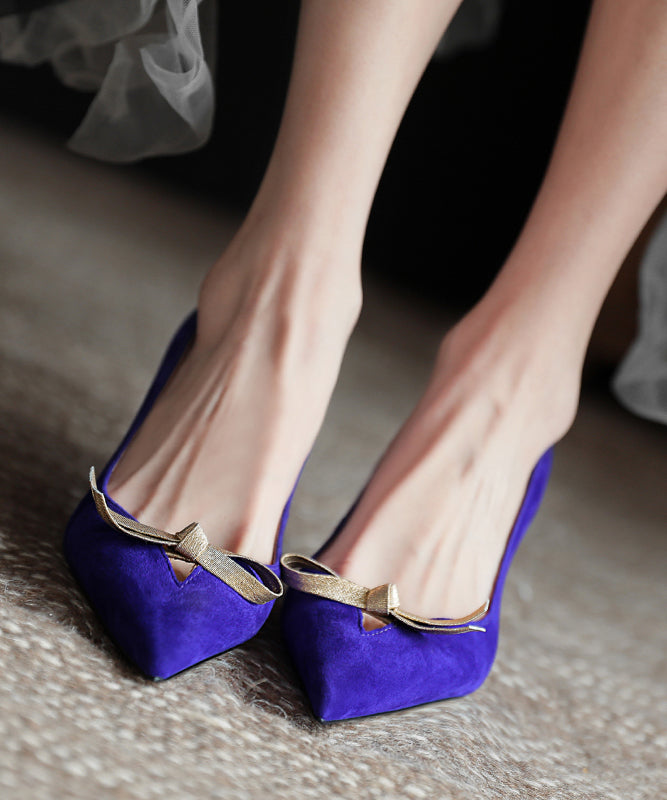 2024 Splicing Stiletto High Heels Purple Sheepskin Pointed Toe