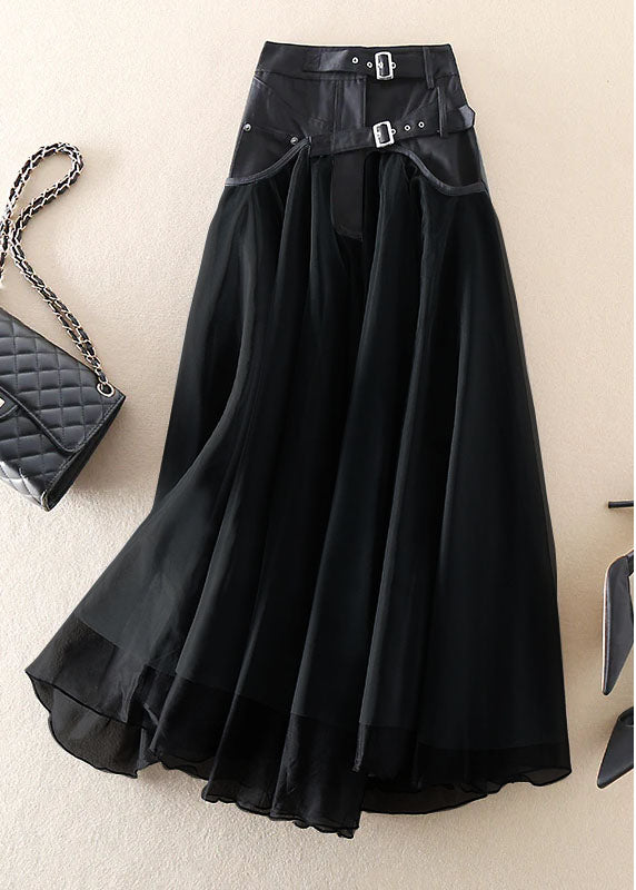 French Black fashion Patchwork Tulle Skirts Spring