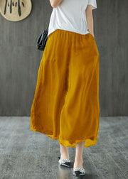 Handmade Black Elastic Waist Retro Wide Leg Crop Pants