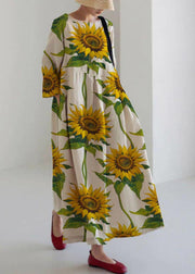 Green-cashew pattern Cotton Dresses Pockets Patchwork Spring