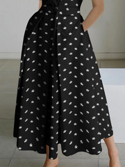 2024 Black-big dots Peter Pan Collar Pockets Cotton Dress Long Sleeve