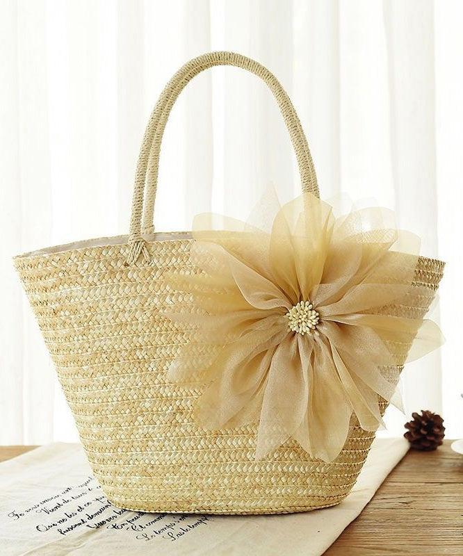 2024 Fashion Purple Flower Grass Woven Handbag