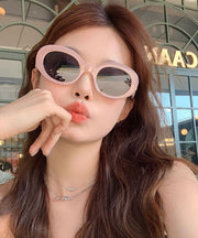 2024 New Pink Beach Dopamine Oval Sunglasses