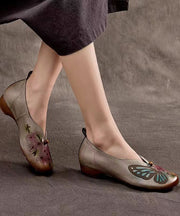 2024 Spring New Boho Embossed Cowhide Flats Shoes