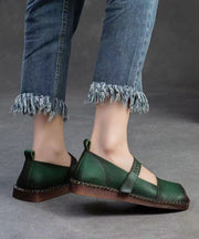 2024 Spring New Retro Cowhide Flat Shoes Buckle Strap