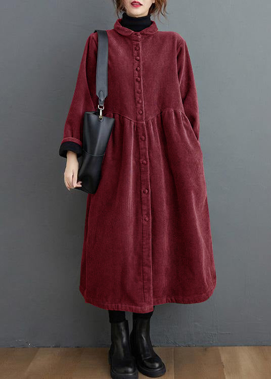 French dark blue corduroy coats Inspiration thick Cinched women coats ( Limited Stock)