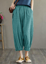 Bohemian Green Pockets Summer Linen Pants