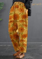 French Spring Wide Leg Pants Unique Yellow-print2 Inspiration Elastic Waist Wild Pants