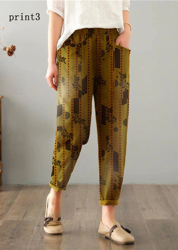 Women print2 Cotton Linen Summer Pants