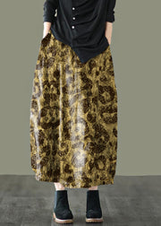 Plus Size Brown leopard print Retro Print A Line Pockets Fall Skirts