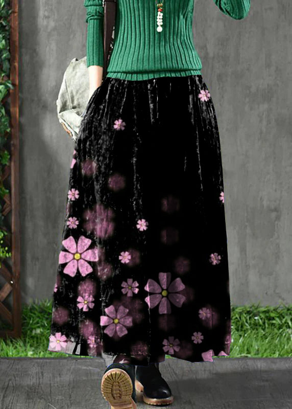 Women Spring Double Layers Floral Printing Skirt