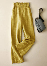 Elegant Purple High Waist Button Linen Straigh Pants Summer