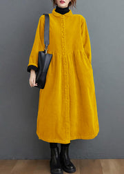 French yellow  corduroy coats Inspiration thick Cinched women coats ( Limited Stock)