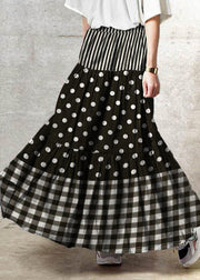 Handmade Casual Retro Patchwork Ruffled Skirt