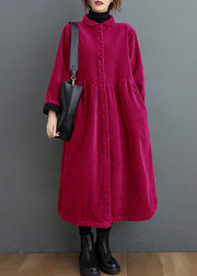 French Rust red corduroy coats Inspiration thick Cinched women coats ( Limited Stock)