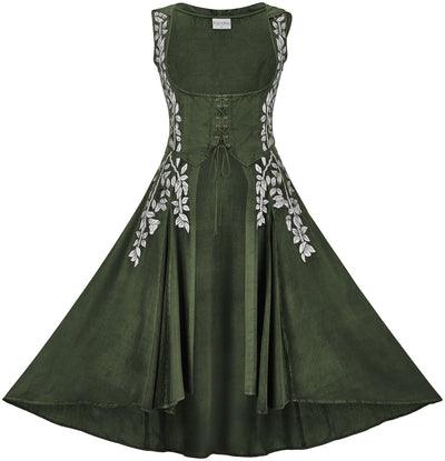 Tauriel Maxi Overdress Limited Edition Moss Green Silver Embroidery