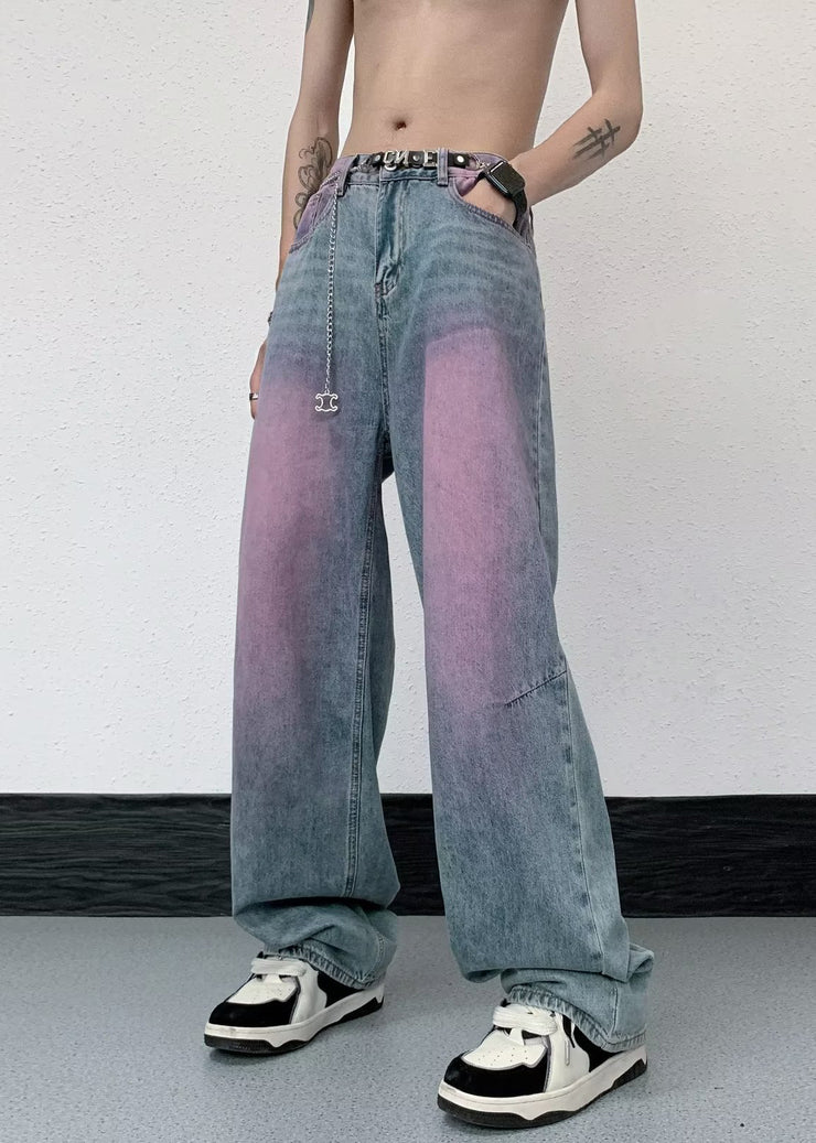 American Style Gradient Color Denim Men Pants Fall