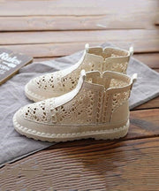 Apricot Boots Hollow Out Breathable Lace Art Splicing