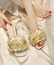 Apricot Crystal Floral Comfortable Splicing Slide Sandals