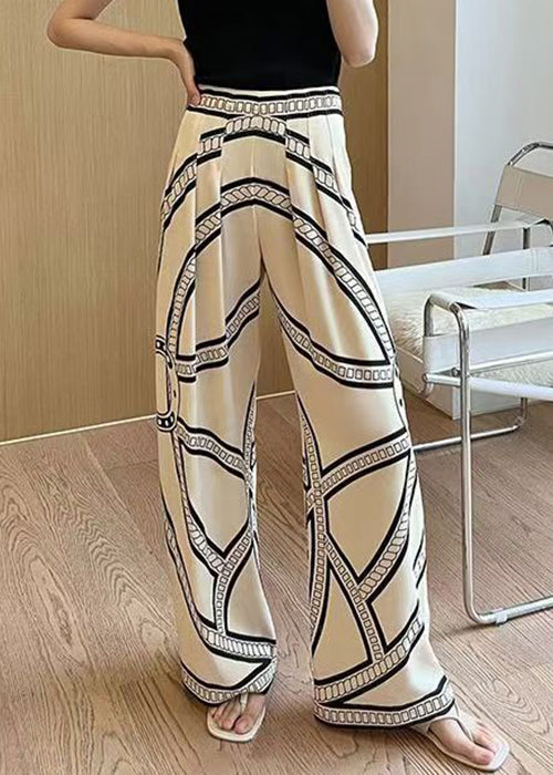 Apricot Original Design Ice Silk Summer Pants High Waist