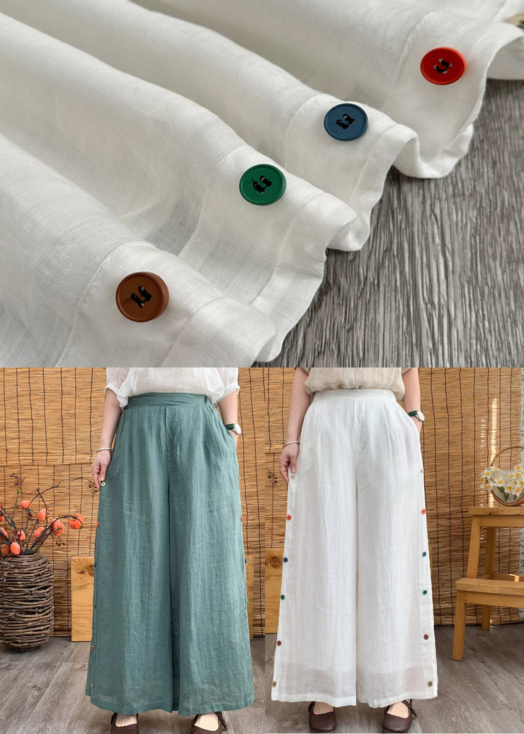 Aqua High Waist Solid Linen Long Pants