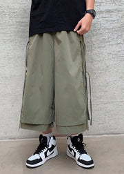 Army Green Elastic Waist Men Leg Pants Pants Summer