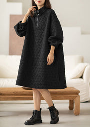 Art Black Oversized Thick Cotton Vacation Dresses Spring