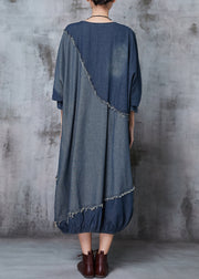 Art Blue Oversized Patchwork Denim Holiday Dress Spring