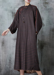 Art Chocolate Oversized Linen Chinese Style Dress Spring