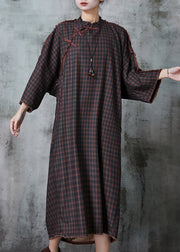 Art Chocolate Oversized Linen Chinese Style Dress Spring