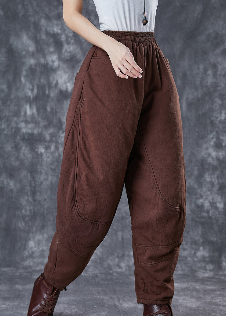 Art Chocolate Oversized Patchwork Fine Cotton Filled Harem Pants Winter