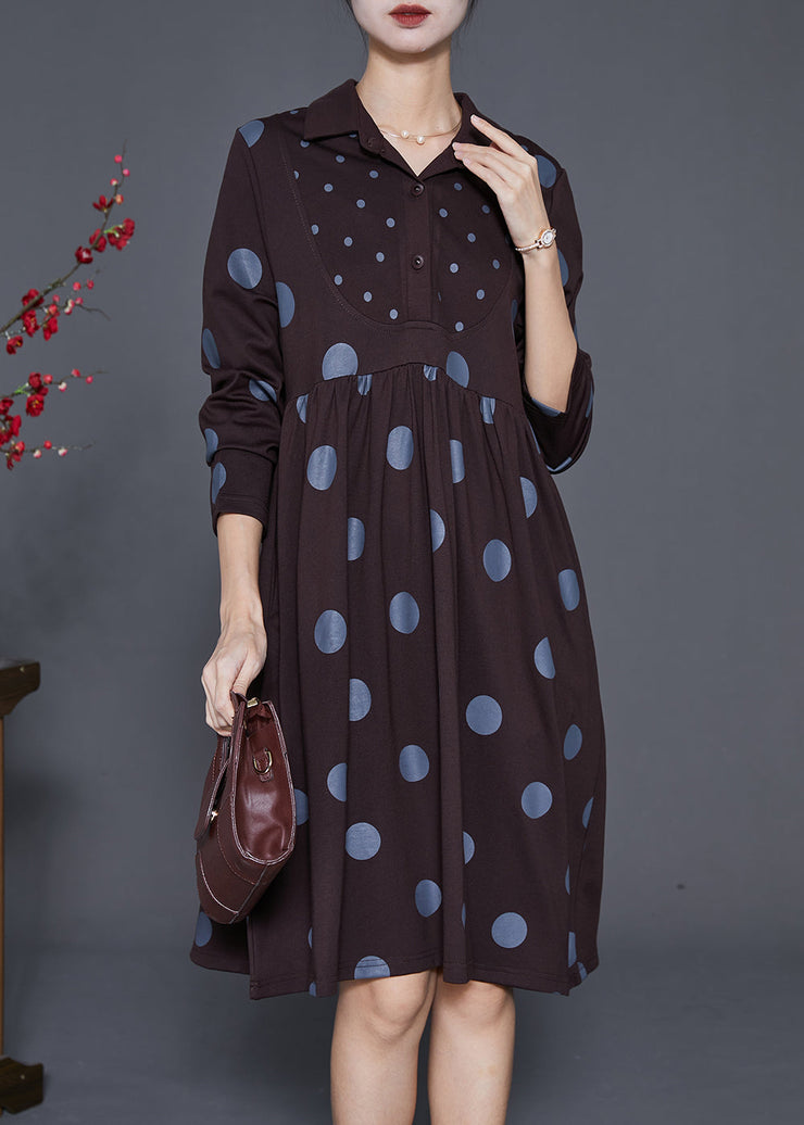 Art Chocolate Peter Pan Collar Print Cotton Maxi Dresses Spring