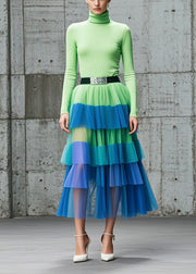 Art Colorblock Exra Large Hem Layered Tulle Skirts Summer