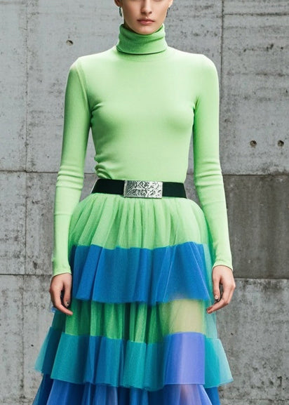 Art Colorblock Exra Large Hem Layered Tulle Skirts Summer