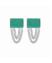 Art Emerald Green Copper Alloy Resin Chain Drop Earrings