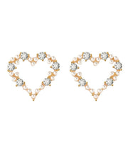 Art Gold Alloy Zircon Love Stud Earrings