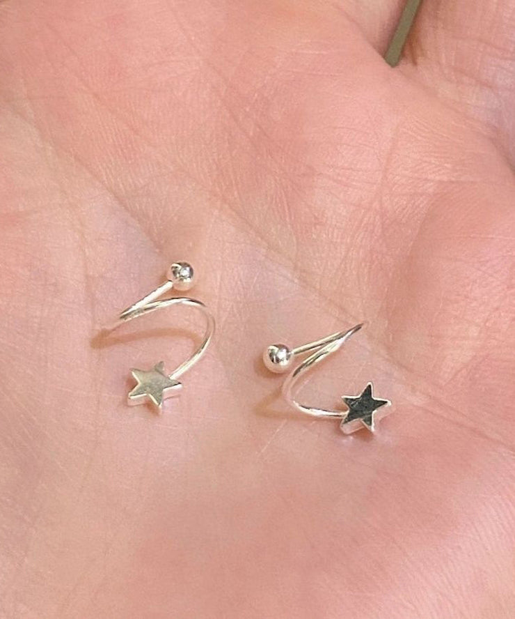 Art Gold Sterling Silver Overgild Stars Stud Earrings