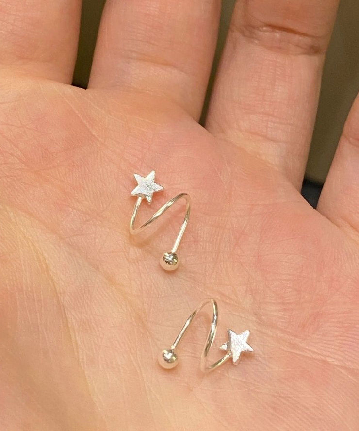 Art Gold Sterling Silver Overgild Stars Stud Earrings