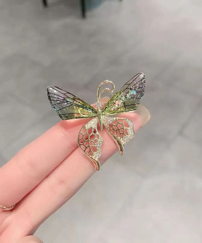 Art Gradient Color Crystal Butterfly Hollowed Out Brooches