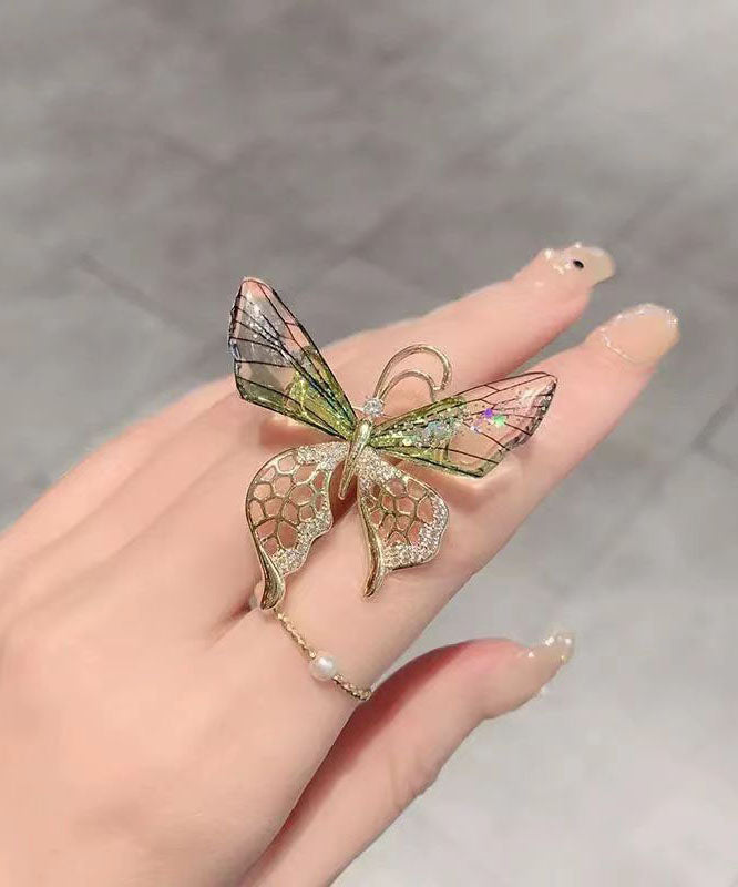 Art Gradient Color Crystal Butterfly Hollowed Out Brooches