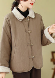 Art Khaki Oversized Wear On Both Sides Fleece Wool Lined Jacket Winter