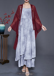 Art Mulberry Asymmetrical Striped Silk Loose Shawl Flare Sleeve