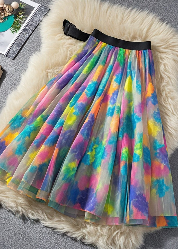 Art Multicolor Print Exra Large Hem Tulle Skirts Summer